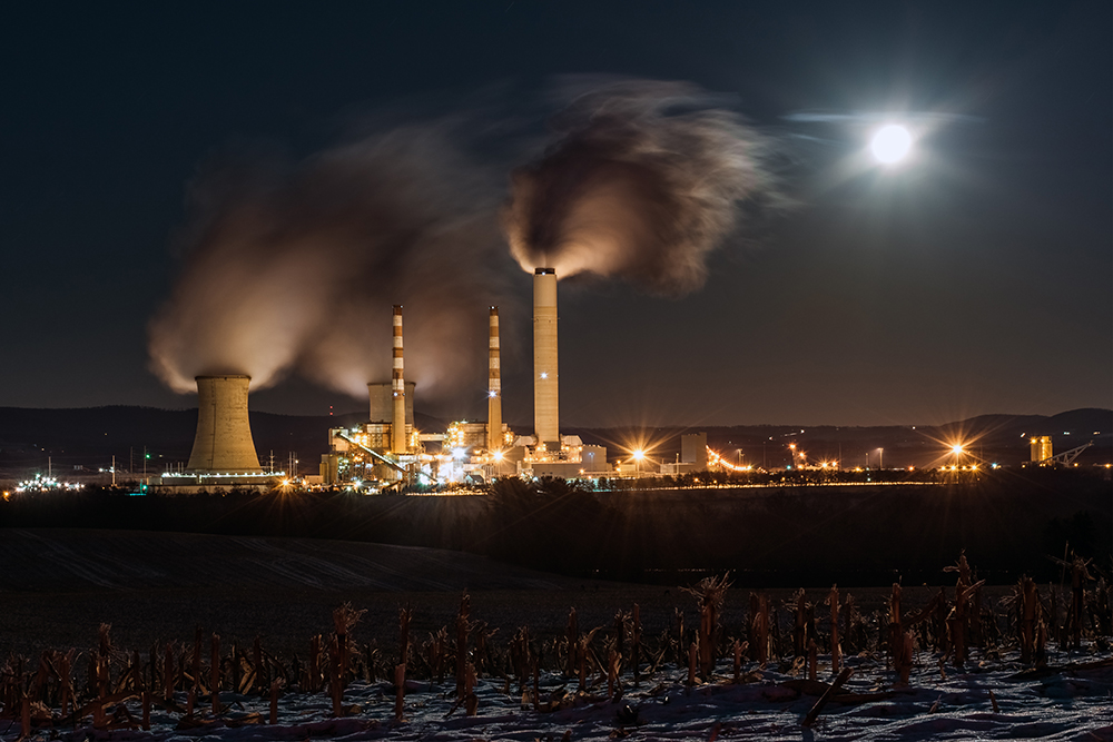 Supermoon over Montour Power Plant